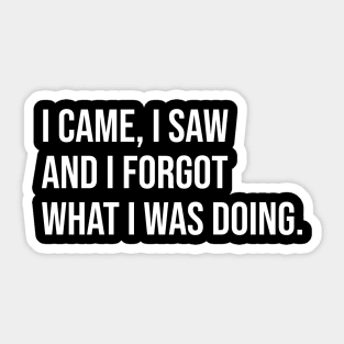 I came I saw and I forgot what I was doing Sticker